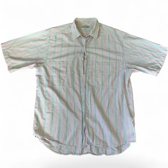 80’s Vintage Levi's Diamond Label Striped Casual Short Sleeve Button Down Shirt - Picture 1 of 8